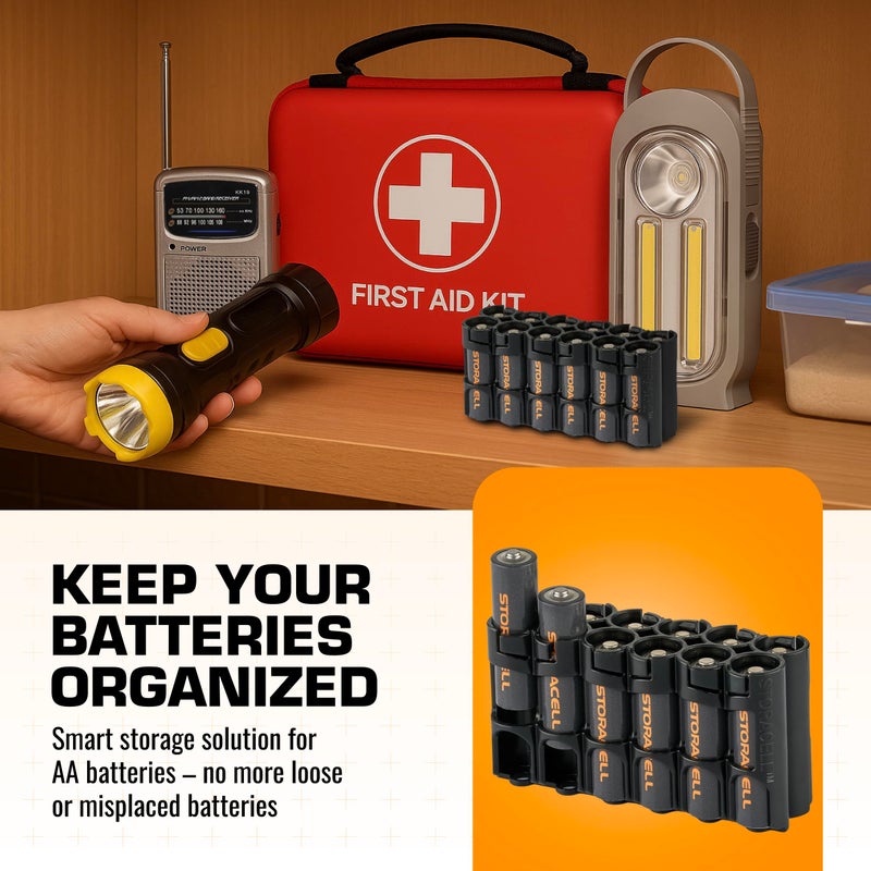 Storacell AA Battery Storage Caddy by Storacell, Black, Holds 12 Batteries (Not included) - Image 2